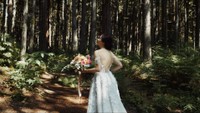 bride exploring forest in vancouver