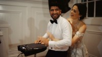 groom and bride playing electronic drum