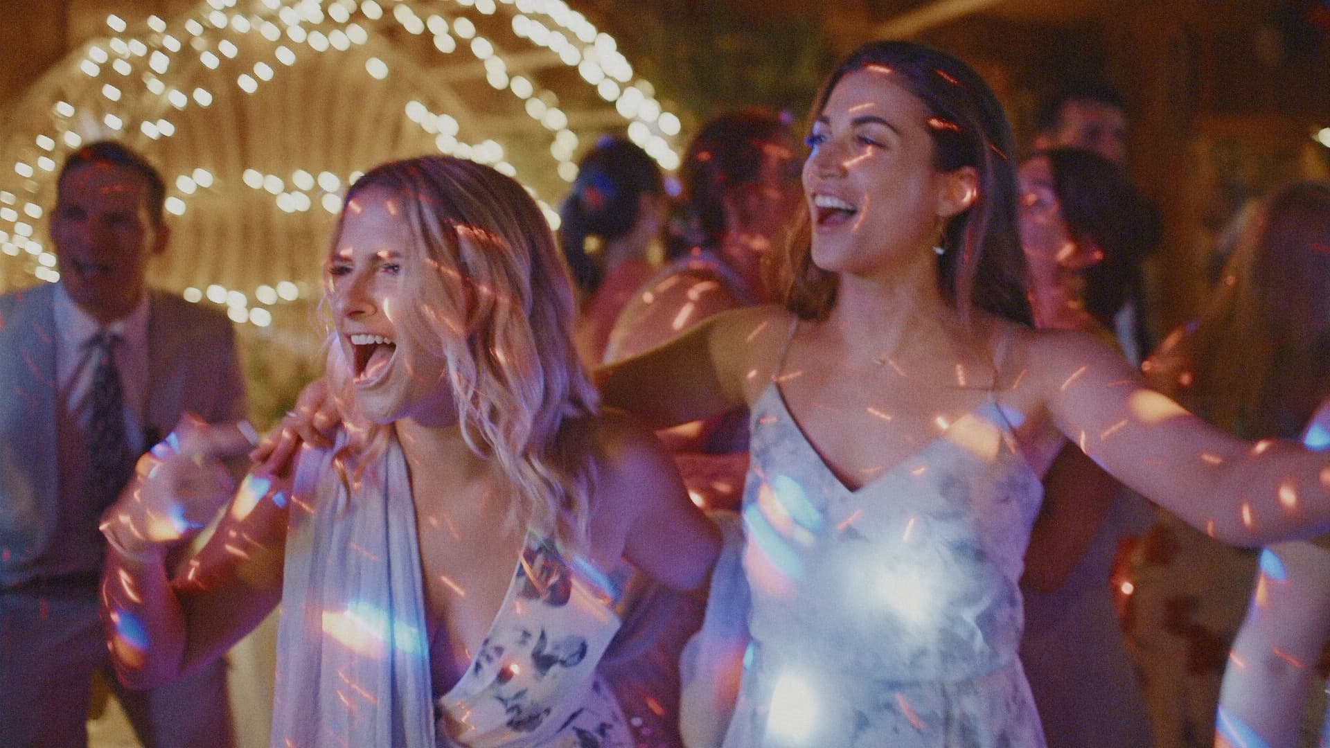 wedding guests enjoying the entertainment at holly farm