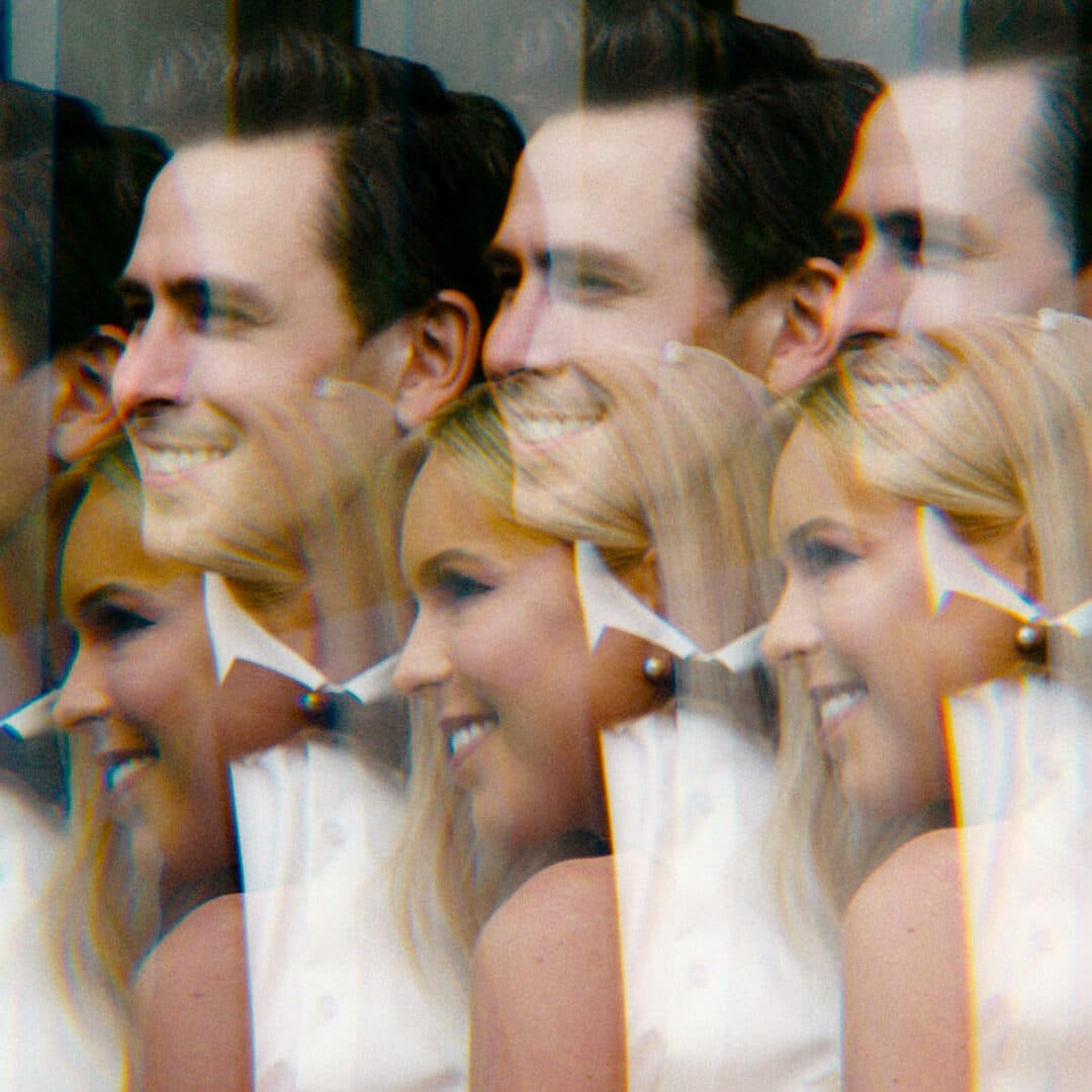 multiple exposures of wedding couple