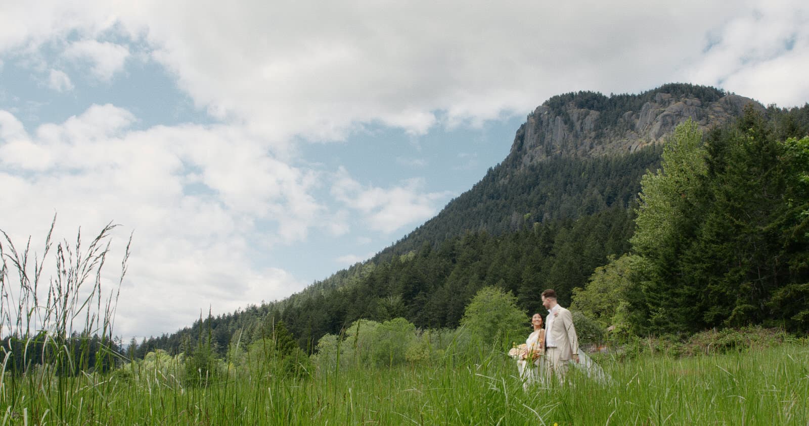 interracial couple enjoying the sunshine on salt spring island
