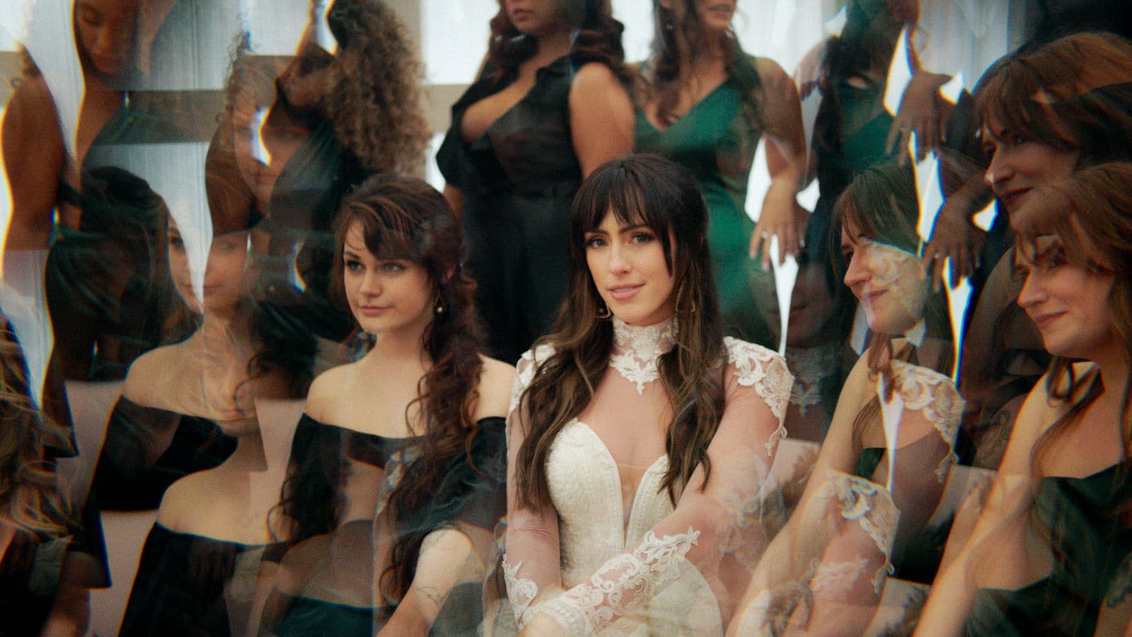 kaleidoscope shot of bride wearing lace dress